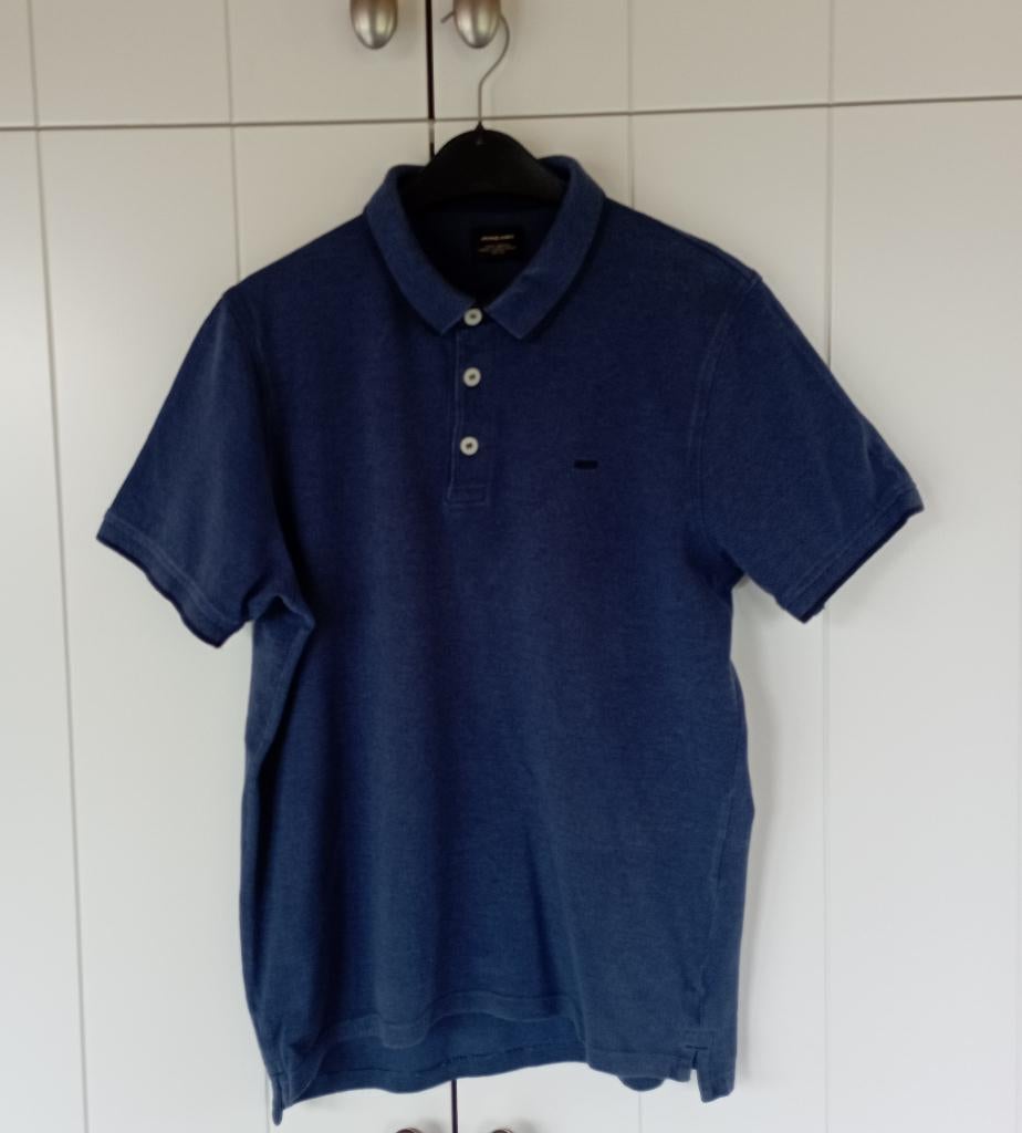 Jack & Jones polo gemêleerd blauw - maat L, Maat 52/54 (L), Blauw, Ophalen of Verzenden, Zo goed als nieuw