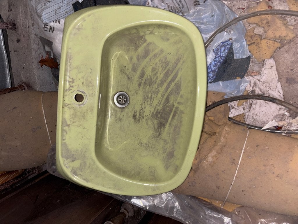 Vintage groene wastafel – jaren 60/70 – retro, Enlèvement