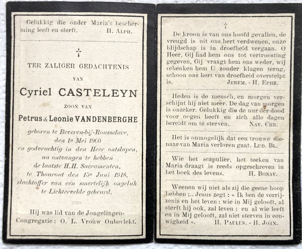Bidprentje van Cyriel Casteleyn, Verzamelen, Verzenden, Bidprentje