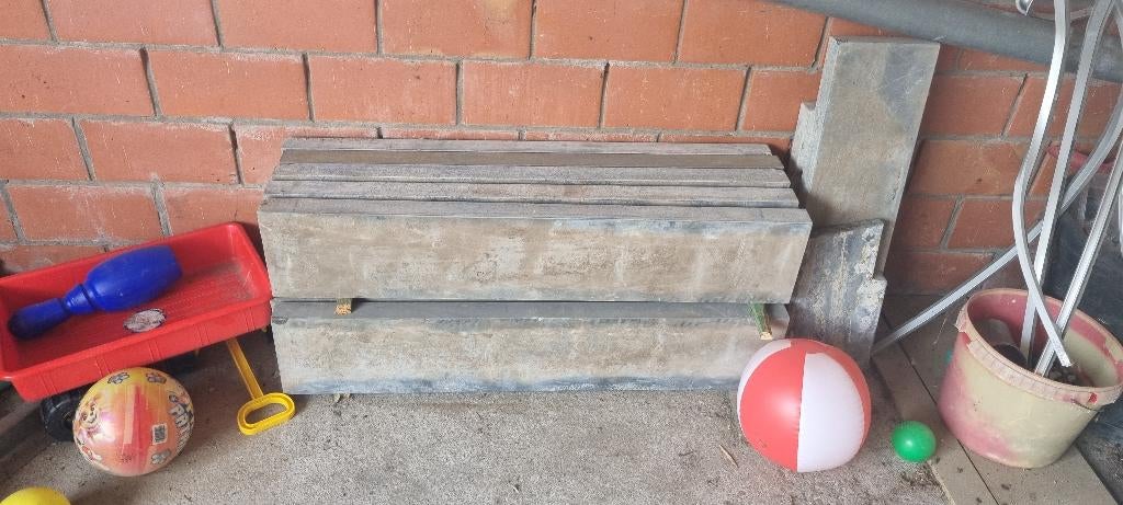 Boordstenen in natuursteen -  100x20x4,5 cm - 11 stuks, Ophalen, Gebruikt, 100 tot 200 cm, Natuursteen