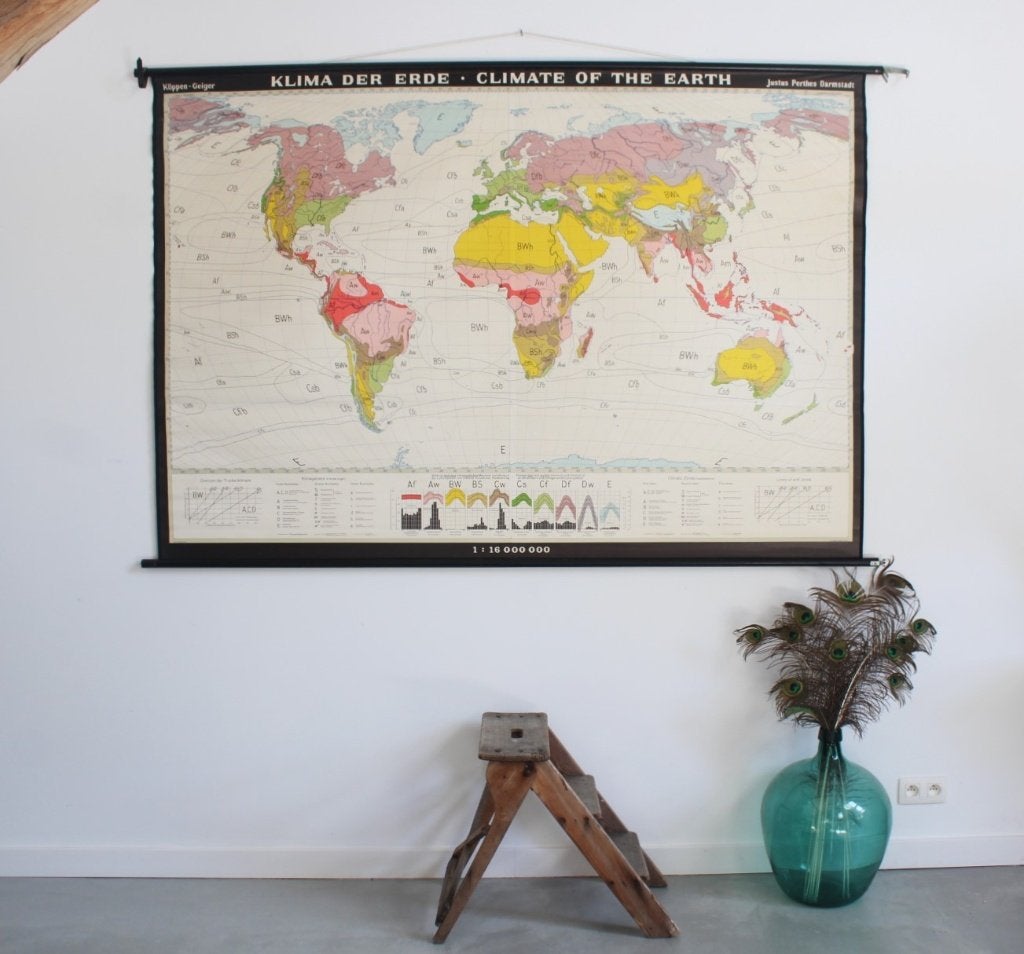 vintage wereldkaart Klimaat Aarde, Ophalen, Aardrijkskunde