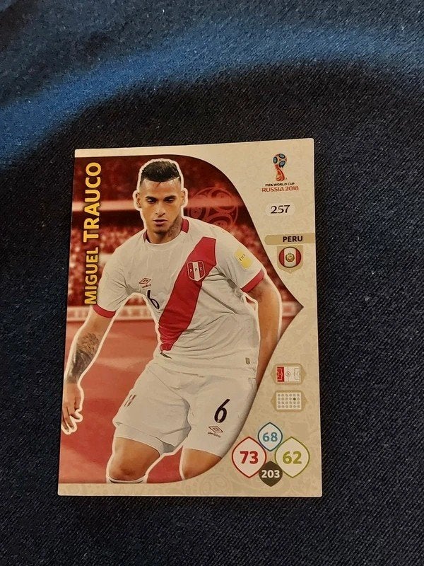 Panini / Voetbalkaart / Miguel Trauco / Peru / WK 2018, Collections, Enlèvement ou Envoi, Comme neuf, Cartes de joueur