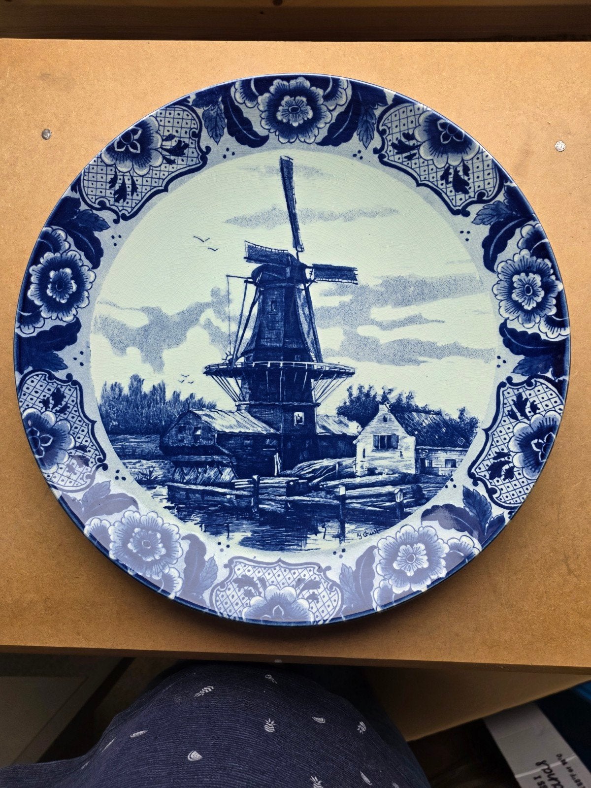 Grande assiette murale Delft  bleue 39 cm, Enlèvement