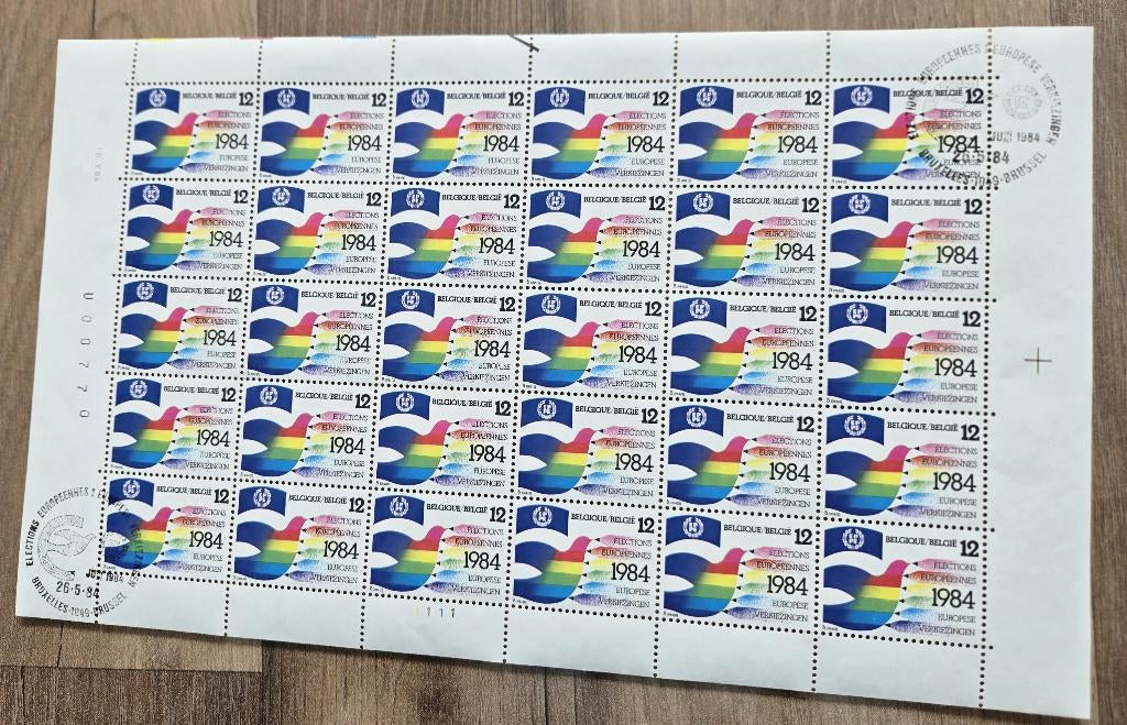 TIMBRE BELGE FEUILLET, Neuf, Non oblitéré, Gomme originale, Envoi