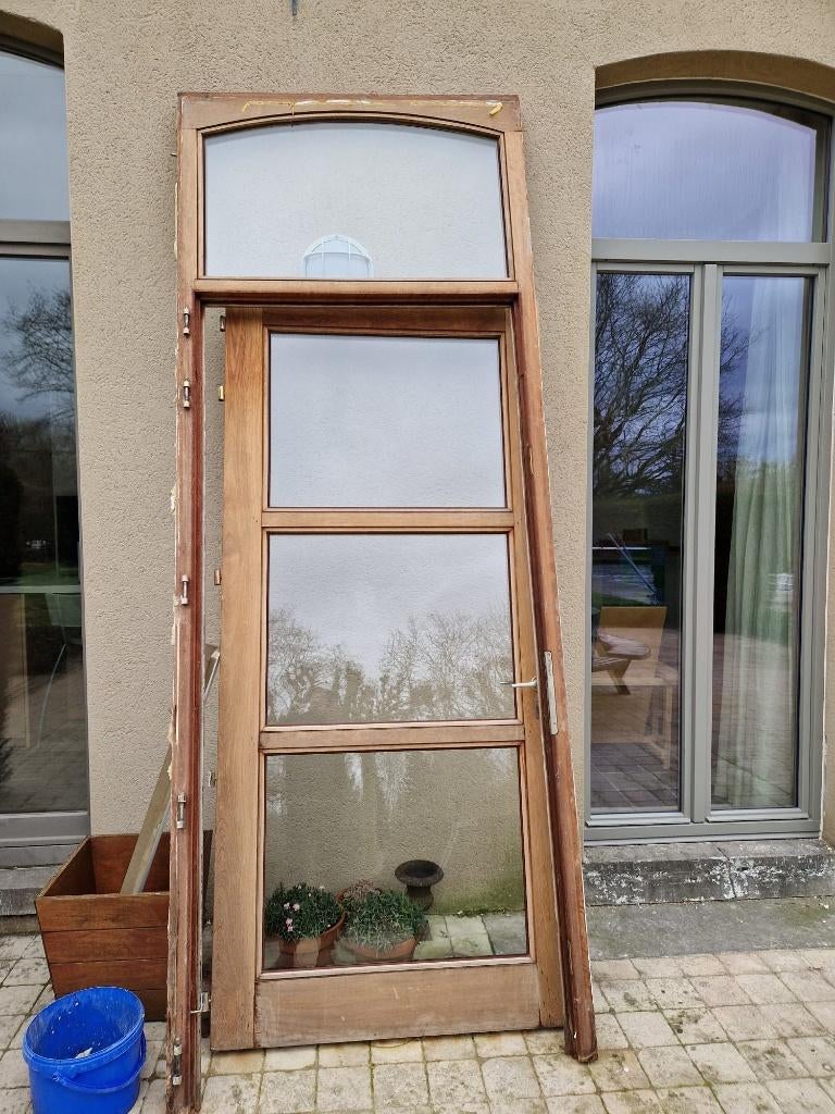 glazen deur met Merbau houten profiel (vanaf 250 euro), Ophalen, Glas