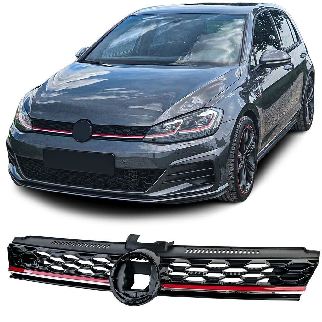 Grill Voor VW Golf 7 Facelift GTI Look Glans Zwart Rode Bies, Verzenden