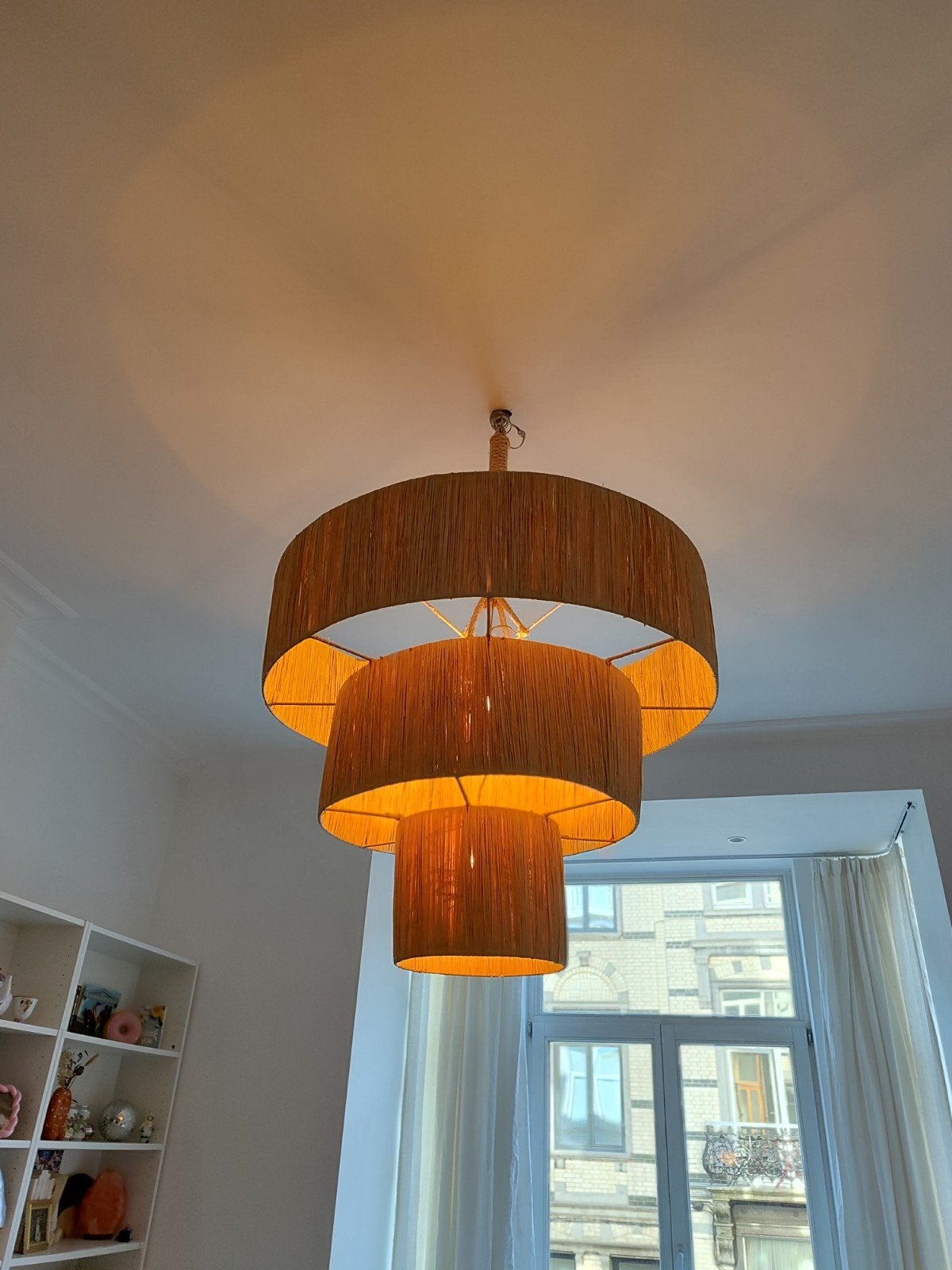 Très grand lustre en paille/rotin, Huis en Inrichting, Ophalen