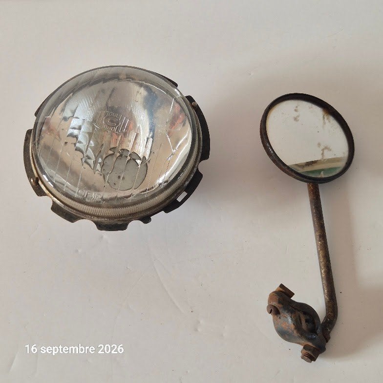 Optique de phare ancien Cibié, et un rétroviseur extérieur, Envoi, Utilisé, Citroën