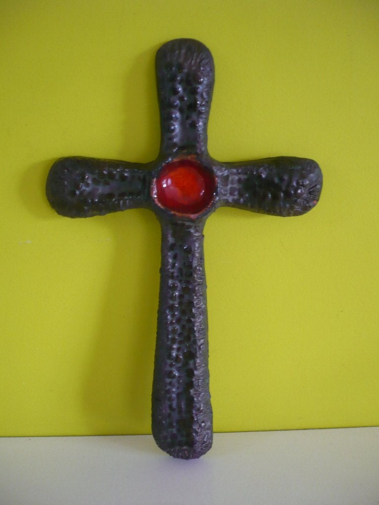 Knap vintage groot brutalistisch kruis keramiek Perignem, Antiquités & Art, Enlèvement ou Envoi