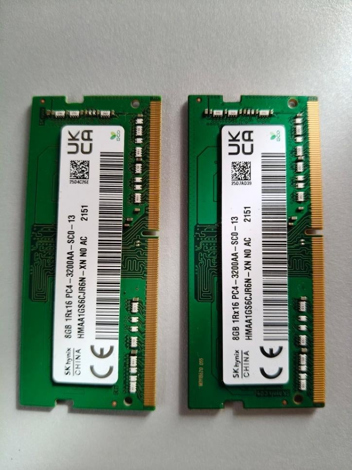 SK hynix 16GB 2x8GB DDR4 3200MHz Dual SO-DIMM Laptop RAM, Computers en Software, Ophalen, DDR4, Zo goed als nieuw, Laptop