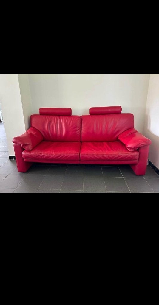 Canapé cuir rouge (2p), Maison & Meubles, Canapés | Salons, Comme neuf, Deux personnes, Cuir, Enlèvement