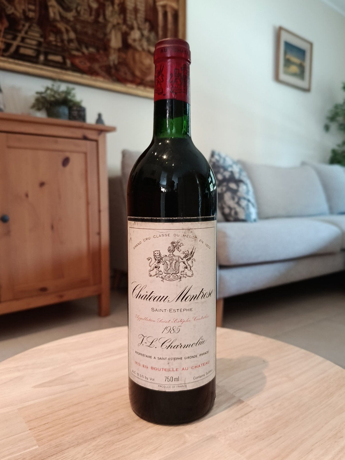 Château Montrose, Saint Estèphe, J.L. Charmolue (1985), Verzamelen, Wijnen, Frankrijk, Nieuw, Ophalen of Verzenden, Rode wijn