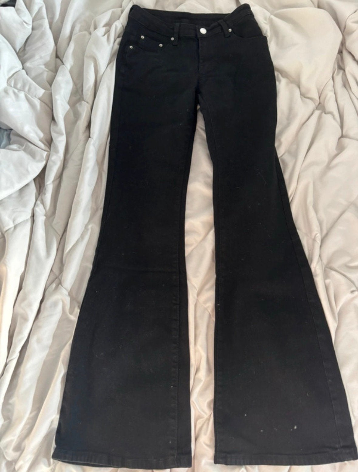 Zwarte flared jeans, Verzenden, Zo goed als nieuw, Zwart, W27 (confectie 34) of kleiner