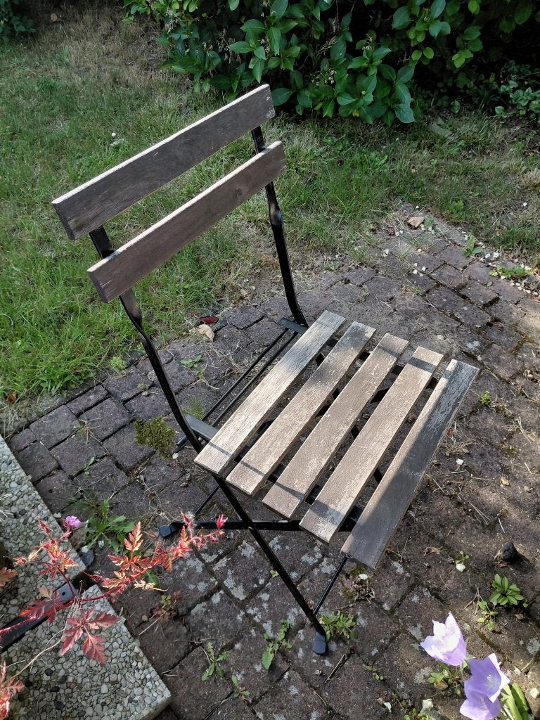 Chaises de jardin en metal/bois, Enlèvement, Utilisé, Bois, Pliant