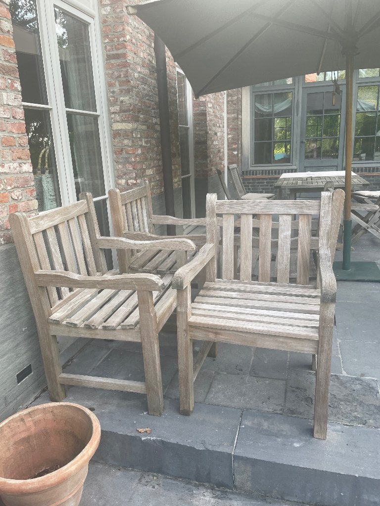 4 teakhouten Tuinmeubelen ( 100% teak certifified ), Tuin en Terras, Ophalen, 4 zitplaatsen, Teakhout, Zo goed als nieuw