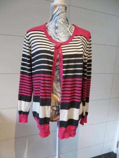 Gestreept jasje - Canda - dames - XL  - roze, wit, grijs, Vêtements | Femmes, Vestes & Costumes, Enlèvement ou Envoi, Porté, Canda