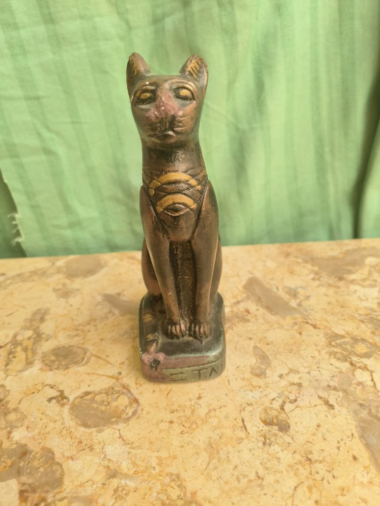 Egyptisch beeld "Cat Bastet", Antiquités & Art, Art | Art non-occidental, 16 cm, Sculpture, Enlèvement ou Envoi, Brun