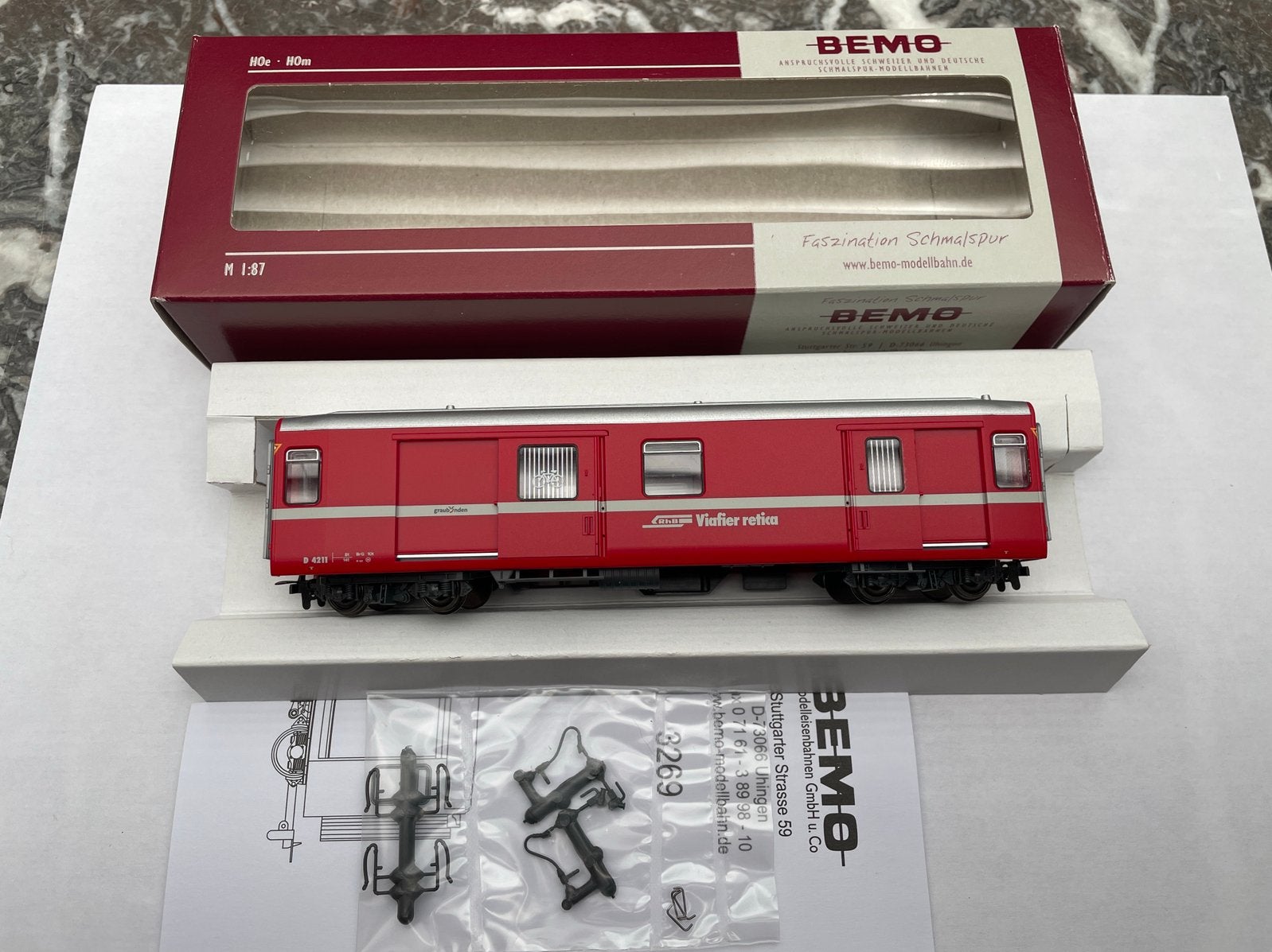 Bemo H0m RhB D 4211 - 3269 161, Autres marques, Enlèvement ou Envoi, Wagon, Comme neuf