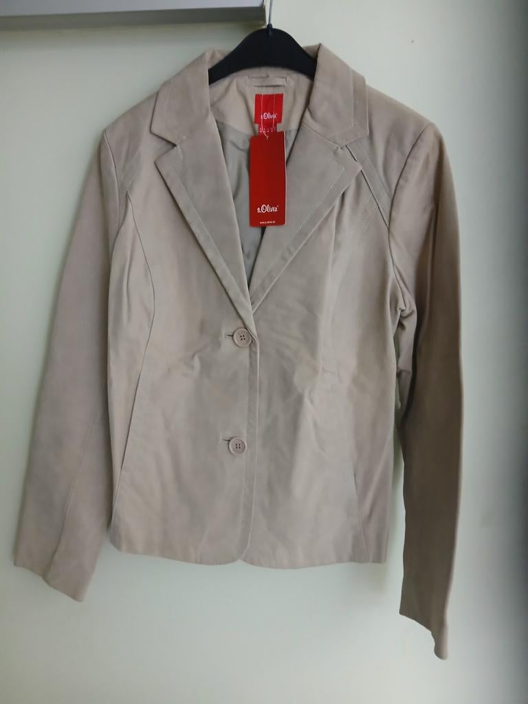S Oliver vest echt leder, Beige, Maat 42/44 (L), Nieuw, S oliver