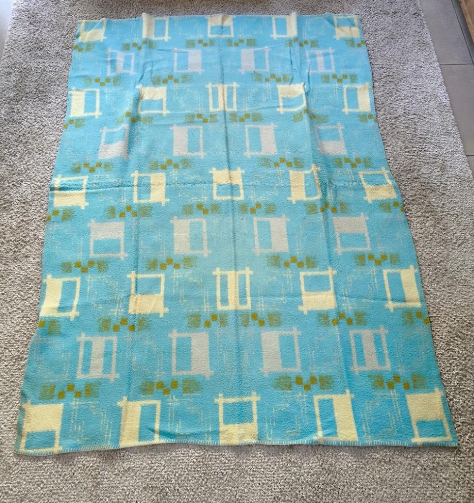 Vintage Wollen deken jaren 60, Huis en Inrichting, Ophalen, Blauw