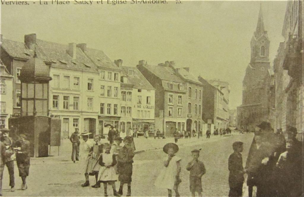 ZICHTKAARTEN- VERVIERS- LA PLACE SAUCY ET EGLISE ST-ANTOINE, Ophalen of Verzenden, Ongelopen, Stad of Dorp