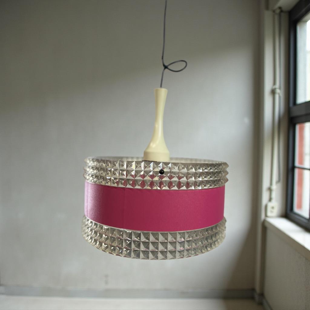 Lustre/lampe suspendue vintage rose de l'ère spatiale, Enlèvement ou Envoi