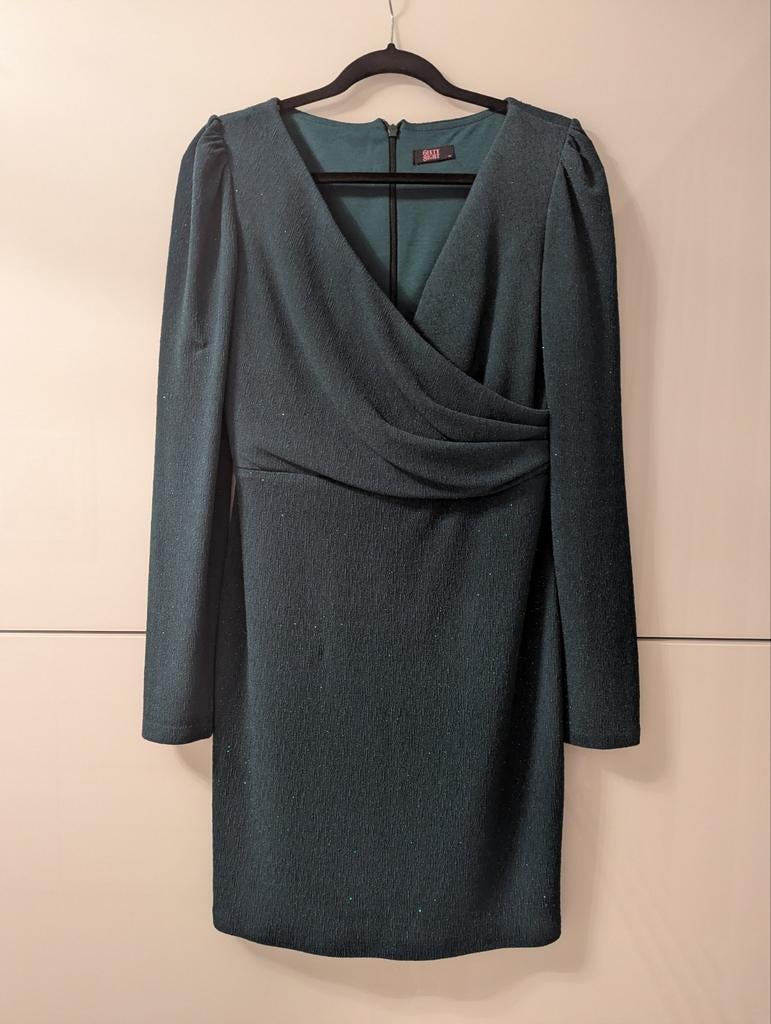 Feestjurk Donkergroen Glitter, Kleding | Dames, Maat 38/40 (M), Ophalen of Verzenden, Zo goed als nieuw, Boven de knie