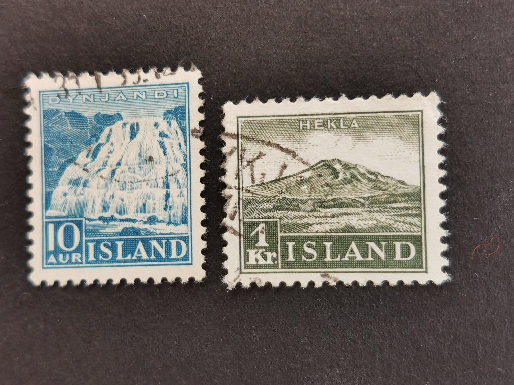 Ijsland 1935 - Dynjandi waterval en Hekla vulkaan, Postzegels en Munten, Postzegels | Europa | Scandinavië, Ophalen of Verzenden