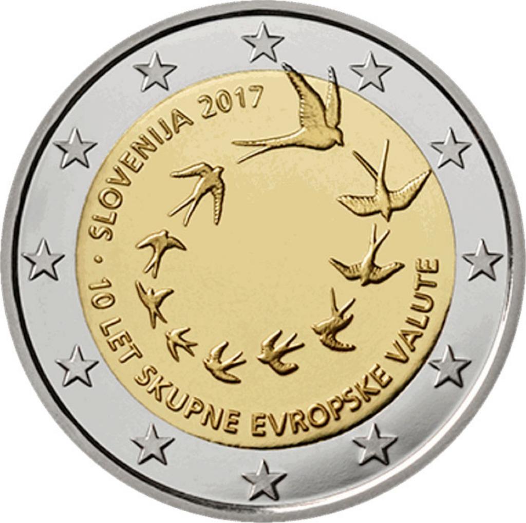 2 euro Slovenië 2017 UNC 10e verjaardag introductie, Ophalen of Verzenden, Slovenië, 2 euro, Setje