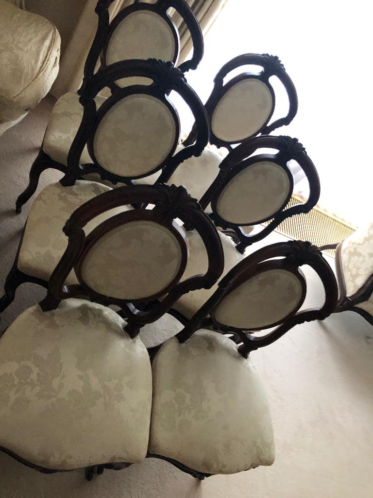 Set van 6 ANTIEKE stoelen en 3 zit divan - stijl VICTORIAANS, Antiek en Kunst, Ophalen