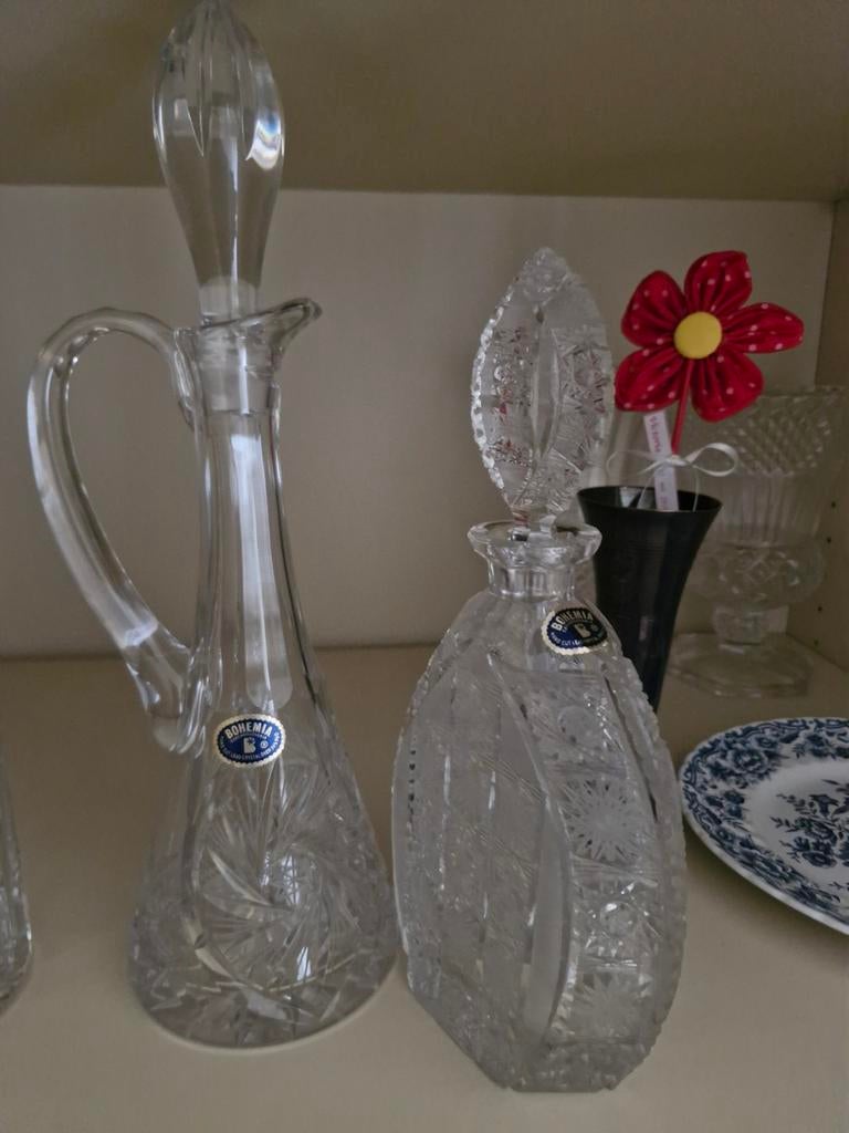 Kristallen decanteurs 24% Handgeslepen, Antiek en Kunst, Ophalen