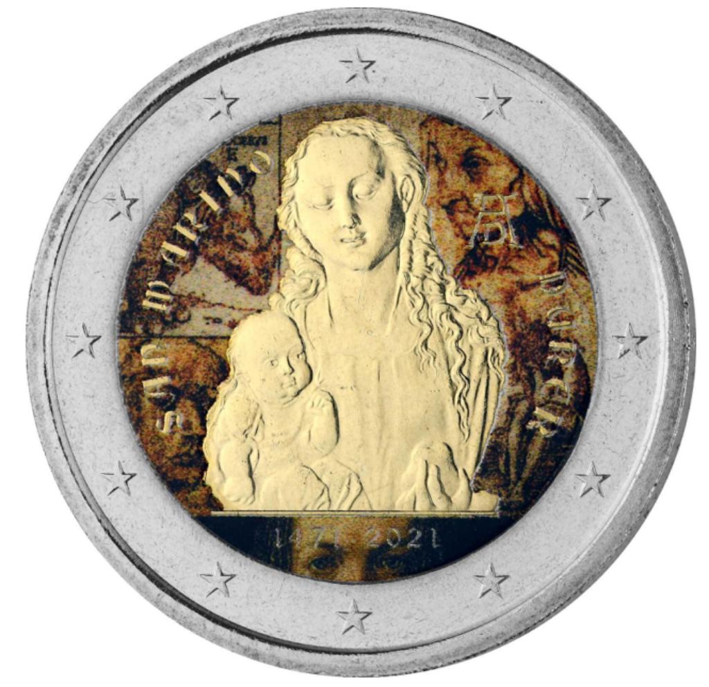 2 euros Saint-Marin 2021 Dürer coloré, Enlèvement ou Envoi, Saint-Marin, 2 euros