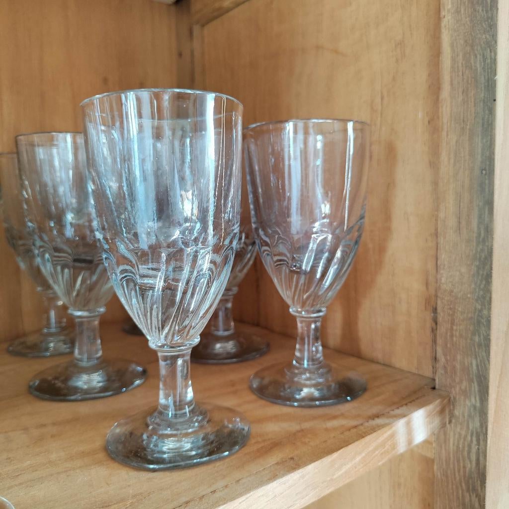 6 Anciens verres bullés de bistrot, Collections, Enlèvement