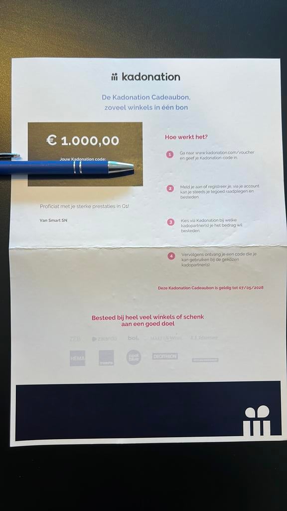 KADONATION BON TWV €1000 bol .com, Coolblue, Zalando,…– €900, Ophalen, Nieuw