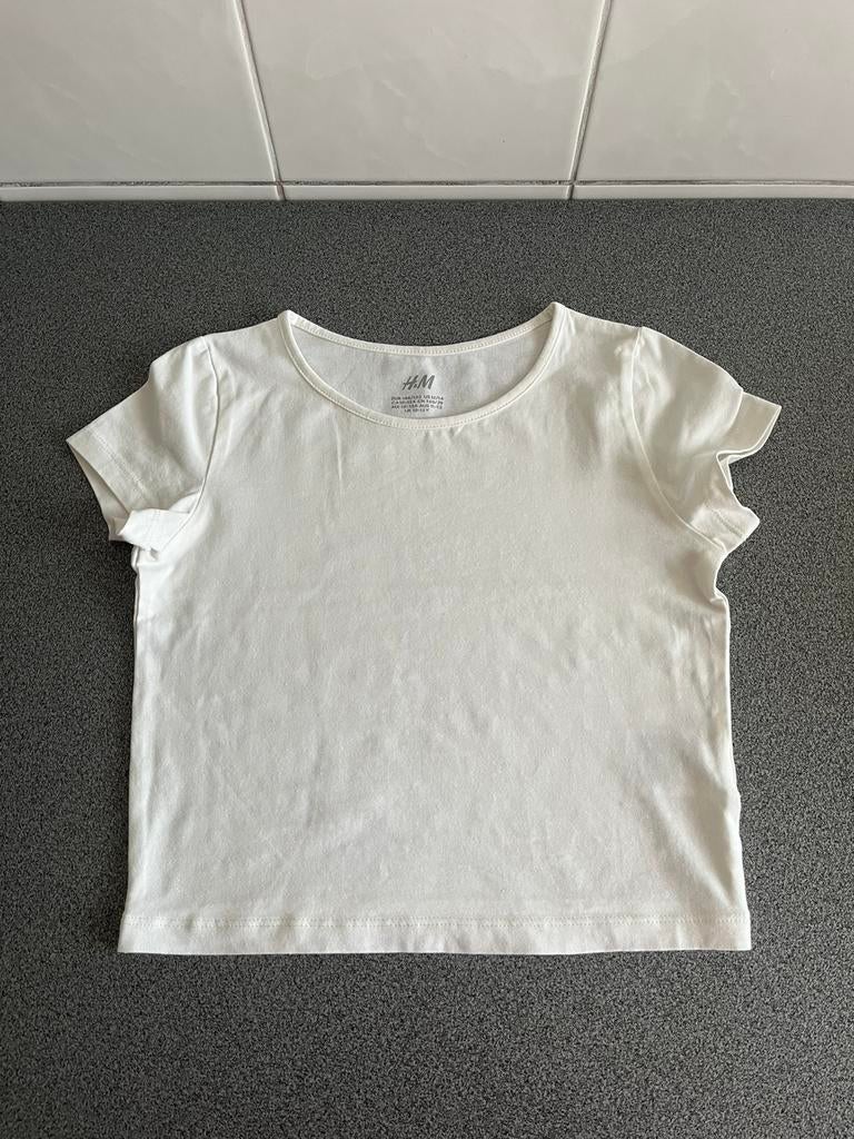 Wit crop top t-shirt H&M - maat 146/152, Kinderen en Baby's, Meisje, H&M, Ophalen of Verzenden, Zo goed als nieuw
