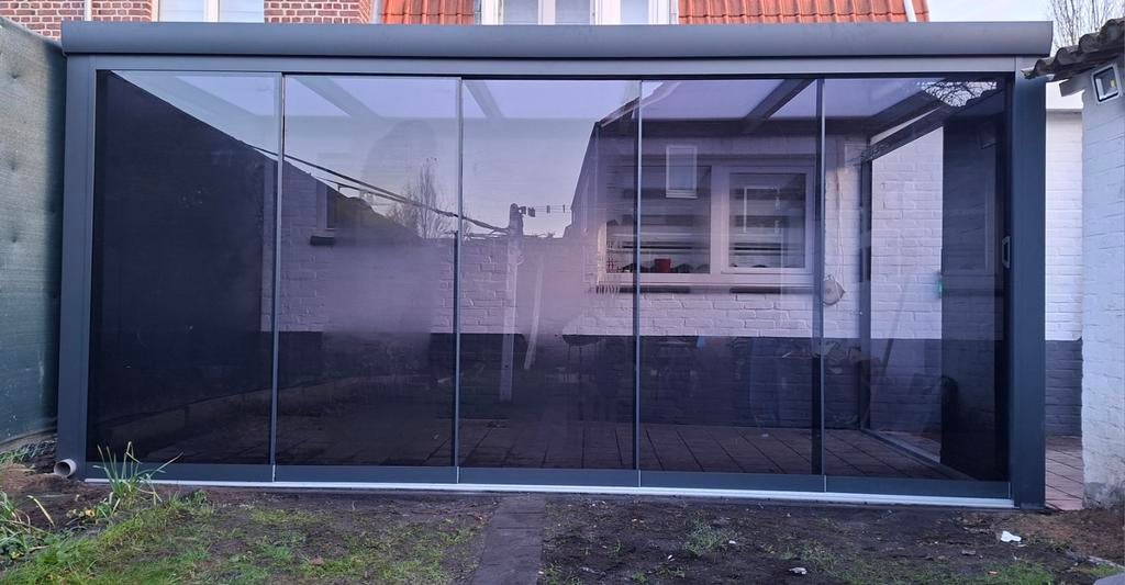 Terrasoverkapping glazen schuifwanden veranda carport pergol, Ophalen of Verzenden