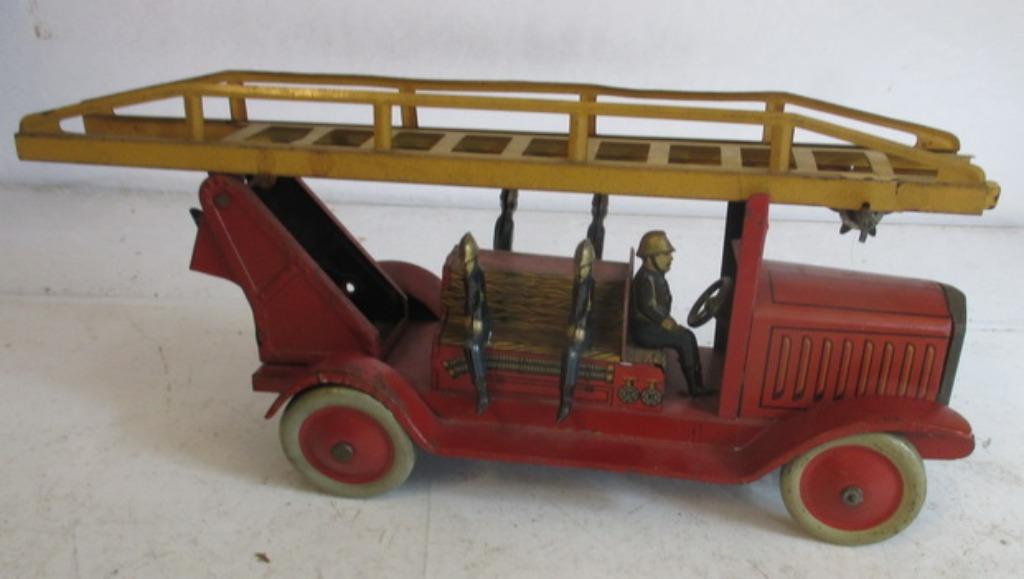 vintage blikken tin toy brandweerwagen Jep France, Antiek en Kunst, Antiek | Speelgoed, Verzenden