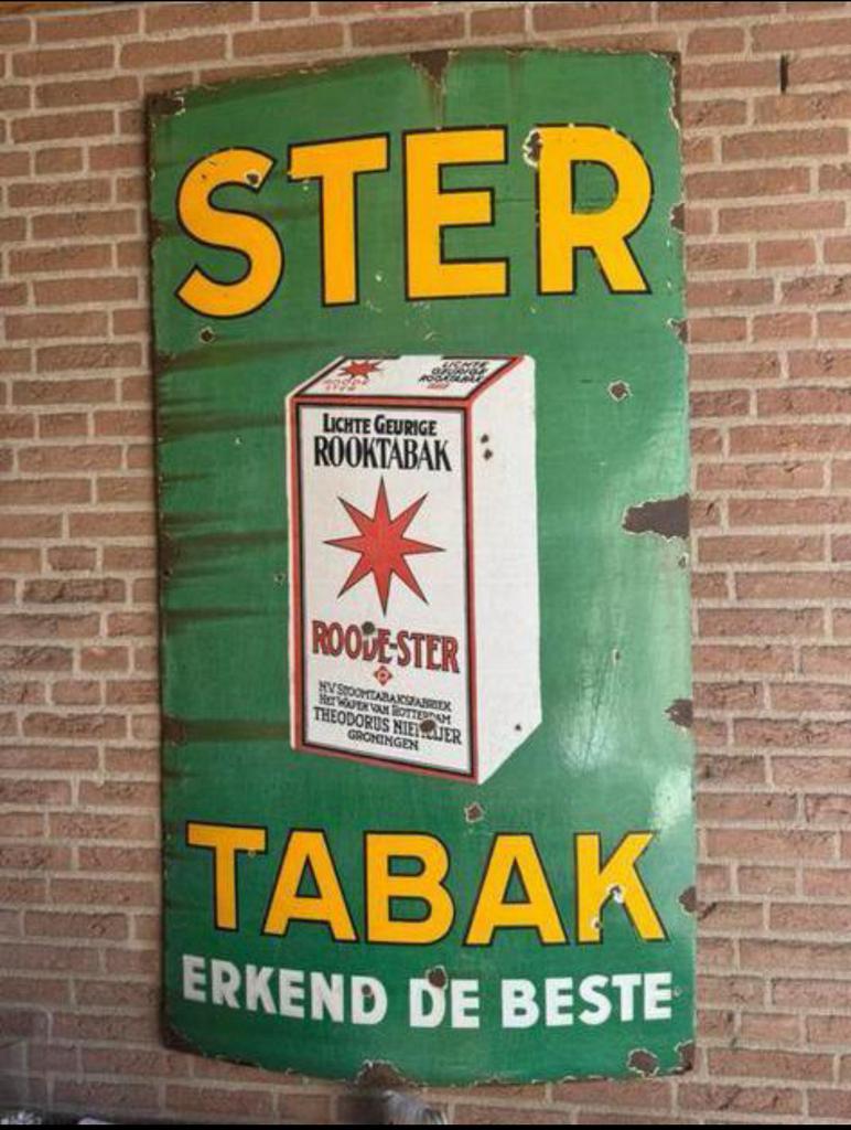 Ster tabak emaille reclamebord, Ophalen