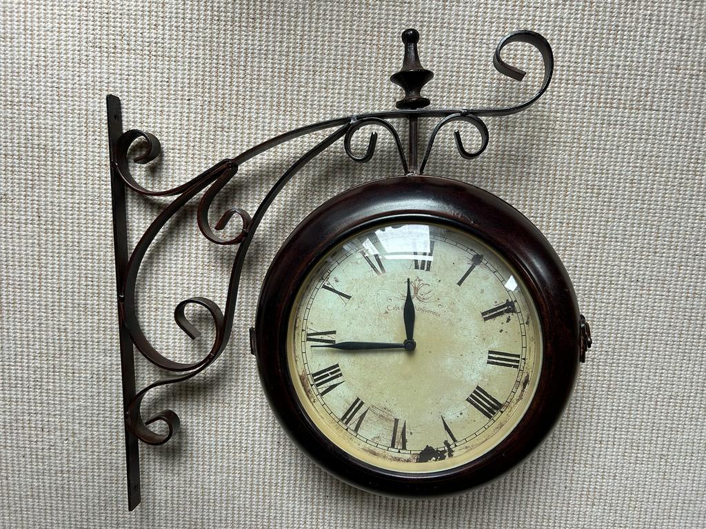Grande horloge de gare murale - brune café de Marguerites, Enlèvement, Utilisé, Horloge murale