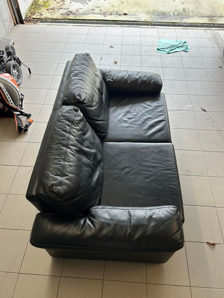 Leren zwarte 2‑zit en 3‑zit van De Rore, Ophalen, Overige maten, 150 tot 200 cm, Zo goed als nieuw