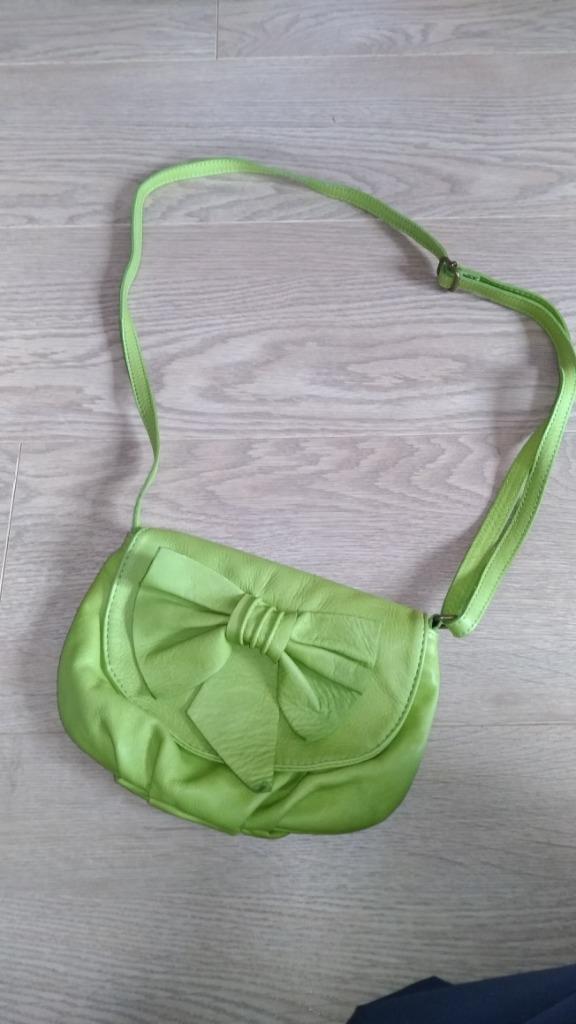 Vrolijke handtas - meisje - echt leder Italië, Ophalen of Verzenden, Zo goed als nieuw, Groen, Handtas