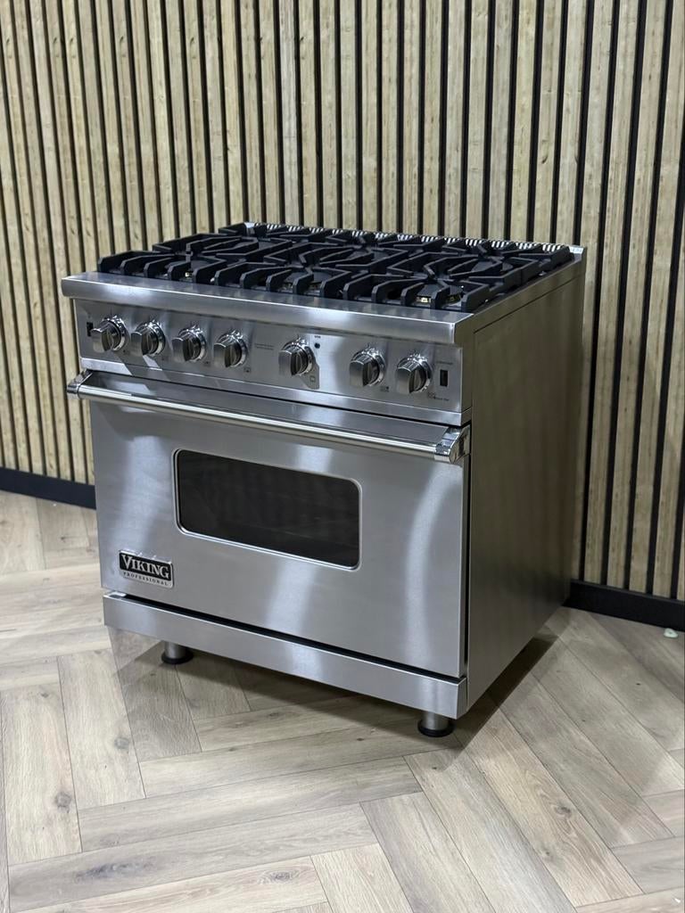 Viking Fornuis 91cm breed Inox + GASOVEN, Ophalen of Verzenden, Grill, Gas