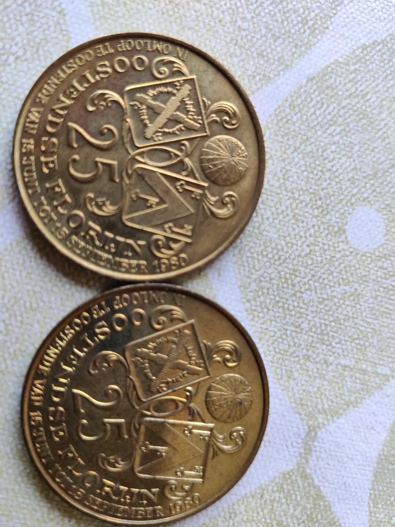 2 gedenkmunten van de Oostendse Compagnie, Ophalen of Verzenden, Munten