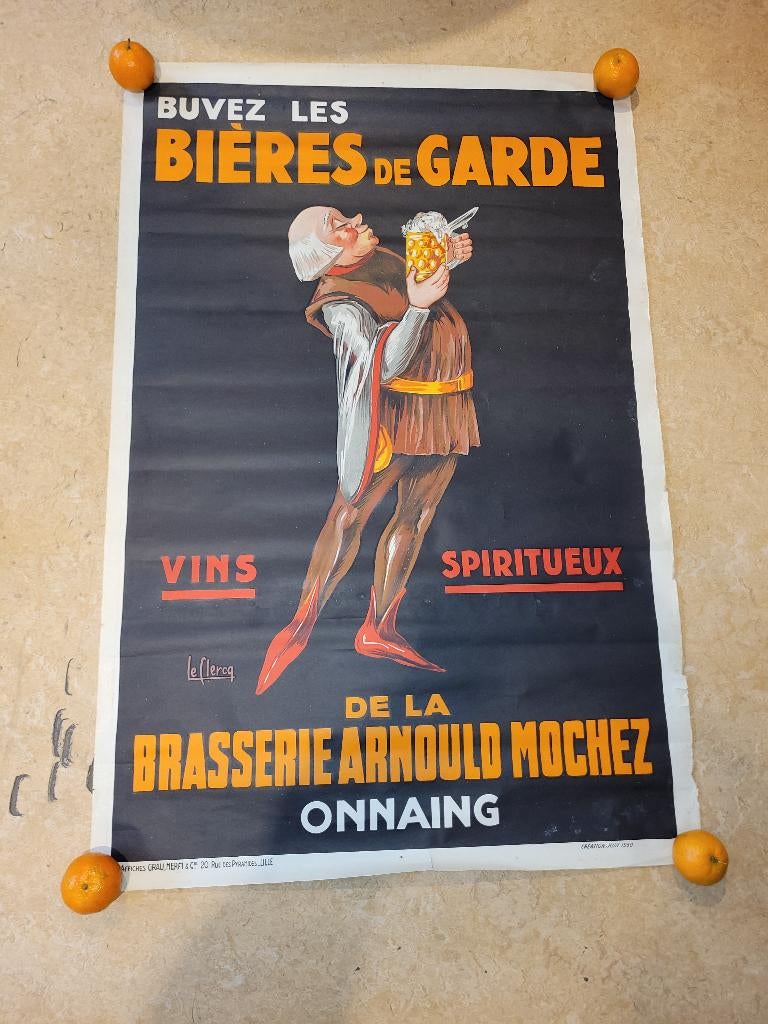 Oude poster van Onnaing-bieren om te laten rijpen, Ophalen of Verzenden, Gebruikt