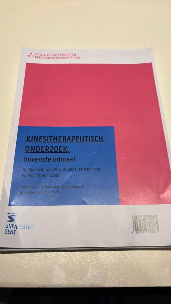 Kinesitherapeutisch onderzoek: bovenste lidmaat, Ophalen of Verzenden, Gelezen, Hoger Onderwijs