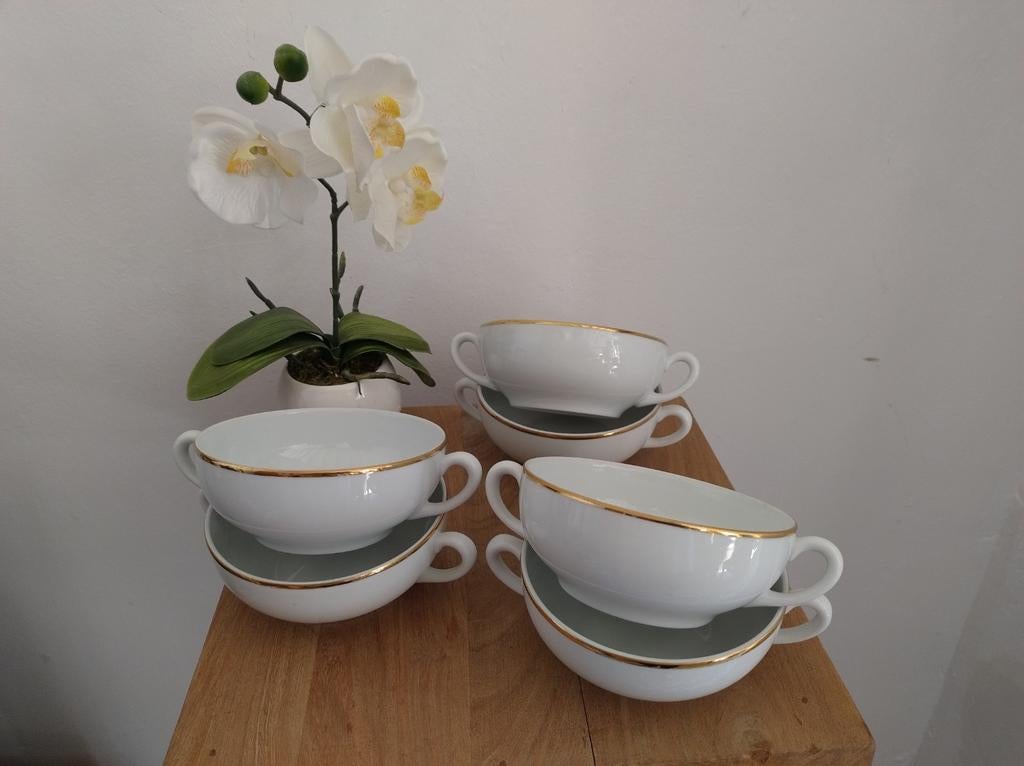6 tasses en porcelaine de Baudour, Enlèvement ou Envoi