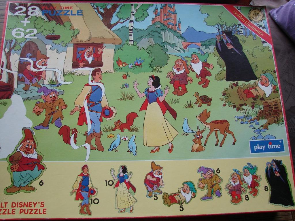 grote disney puzzel : sneeuwwitje, Ophalen, Meer dan 50 stukjes, Zo goed als nieuw, 2 tot 4 jaar