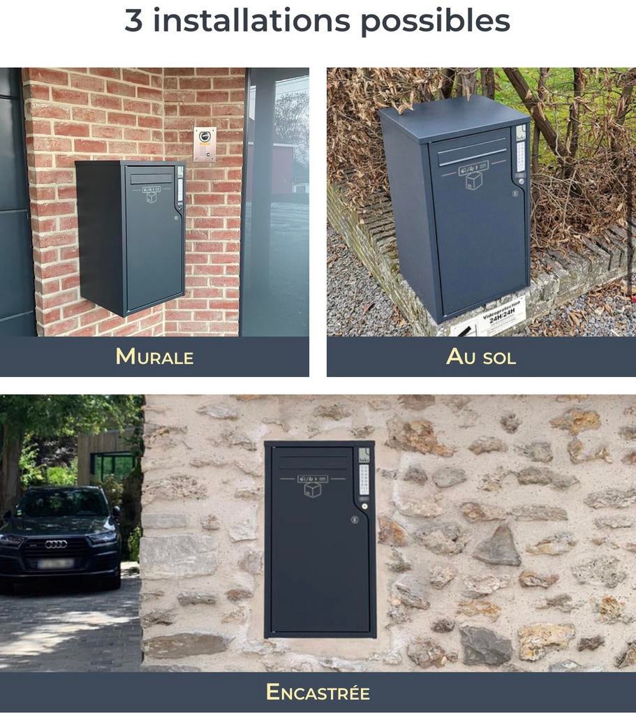 Boite aux lettres connectee pour colis BOKS bluetooth, Neuf, Encastré, Aluminium, Enlèvement