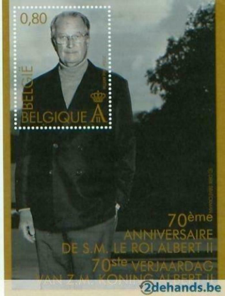 Blok 70ste verjaardag Koning Albert II jaar 2004, Sans timbre, Neuf, Enlèvement ou Envoi, Non oblitéré