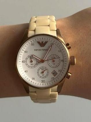 Emporio Armani dames horloge-gebruikt, Handtassen en Accessoires, Horloges | Dames, Gebruikt, Polshorloge, Ophalen of Verzenden